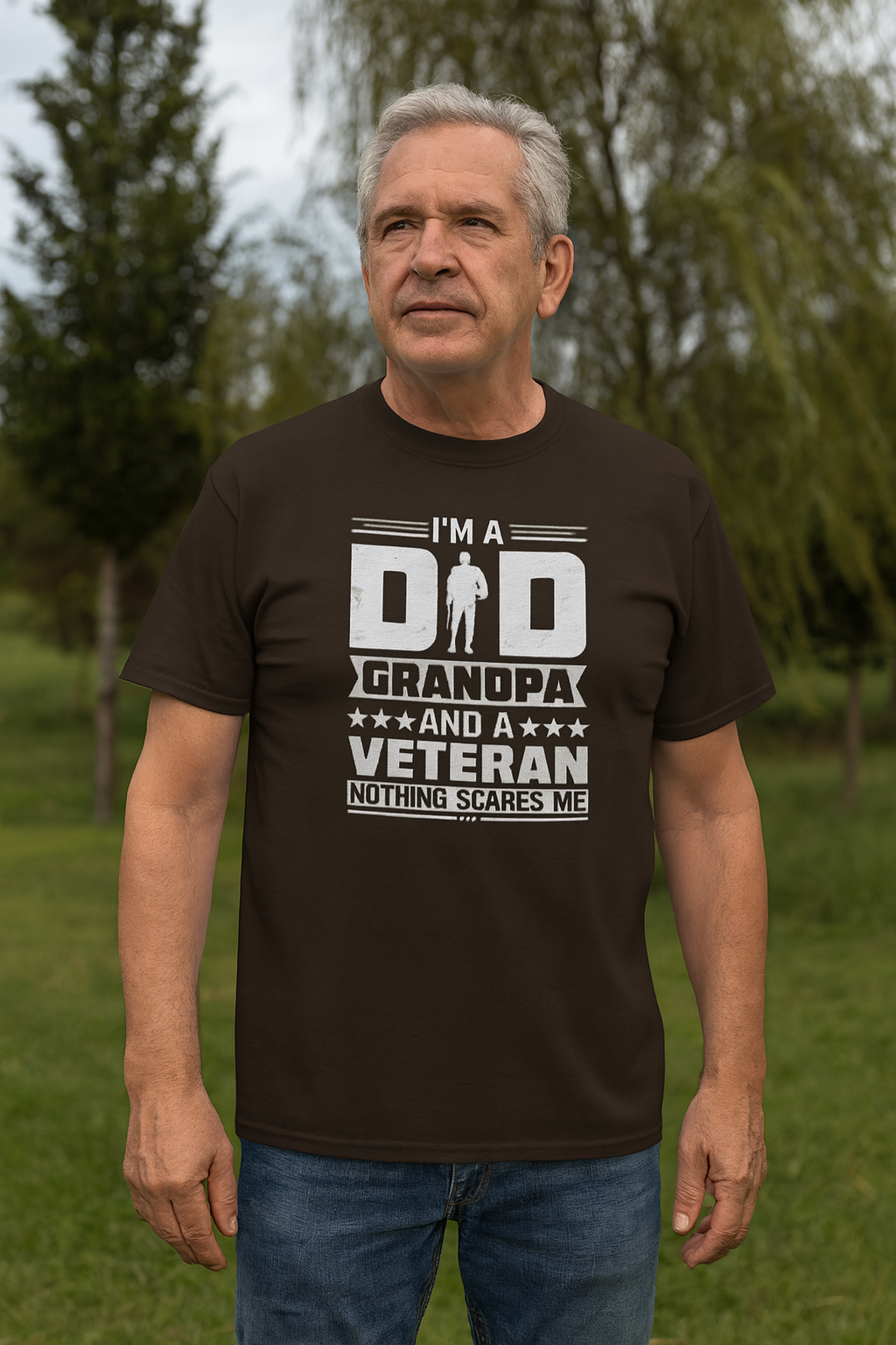 Funny Veteran Grandpa Cotton T-Shirt, Perfect Gift for Father's Day, Military Families, Memorial Day, Patriotic Shirt, Military Pride