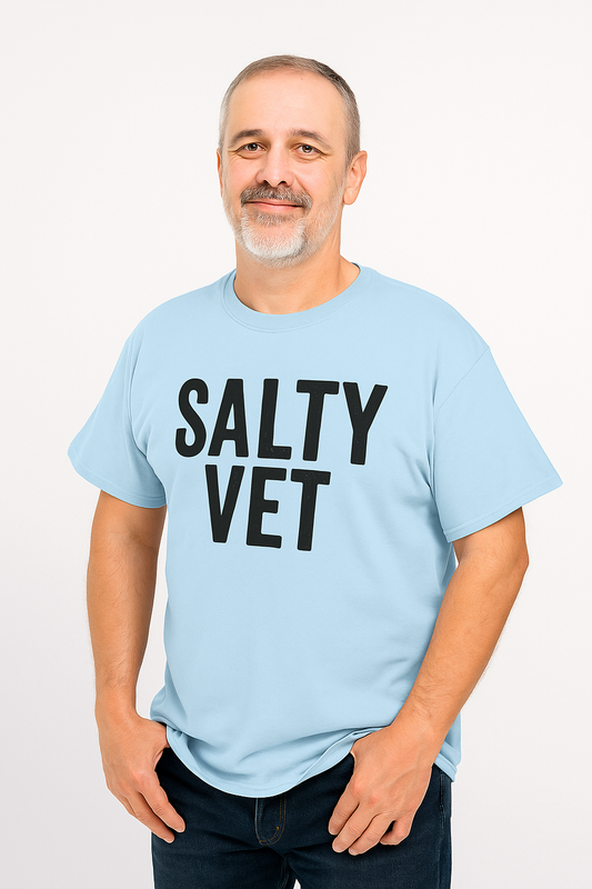 Salty Vet Unisex Heavy Cotton Tee, Funny Gift For Veteran, Casual Shirt, Animal Lover Apparel, Unique Gift for Veterinarians