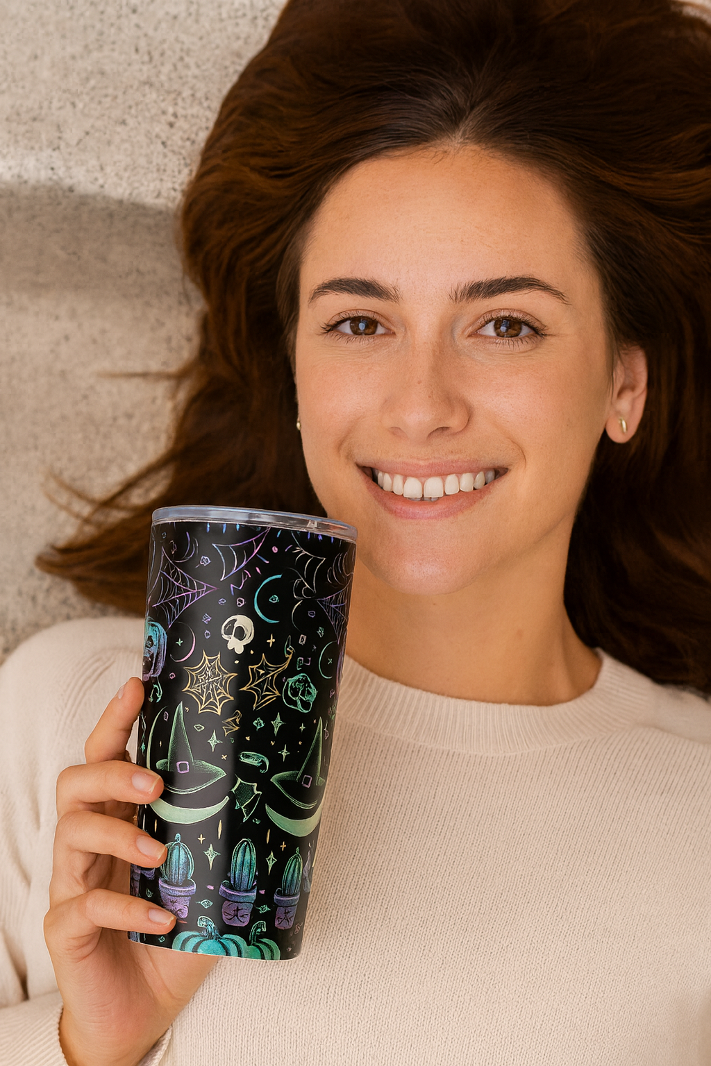 Spooky Vibes Tumbler, Halloween Spooky Engraved Tumbler | Ghost Ghouls Bats Tumbler | Engraved Bat Skeleton Tumbler | Ghost Ghouls Tumbler