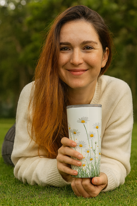 Daisy Field Tumbler, Floral Drinkware, Gift for Garden Lovers, Summer Sips, Eco-Friendly Beverage Container, Gift for Him, Birthday Gift