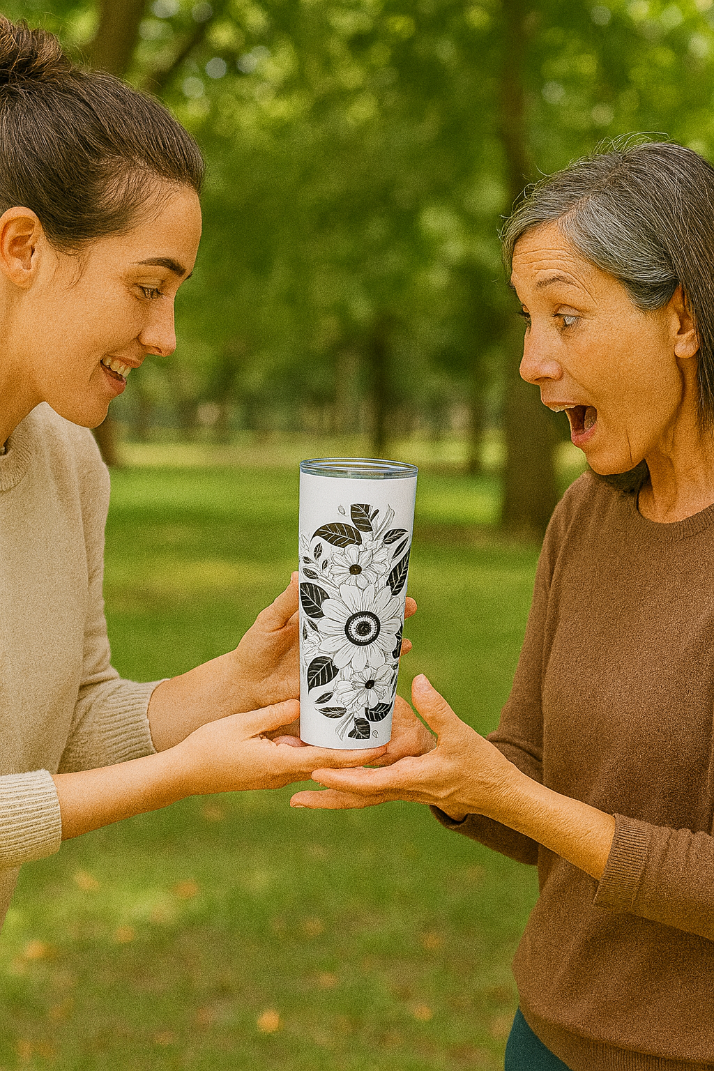 Floral Tumbler, Gift for Her, Travel Tubler, Unique Coffee Cup, Birthday Present, Gift for Coffee Lover, Gift for Husband
