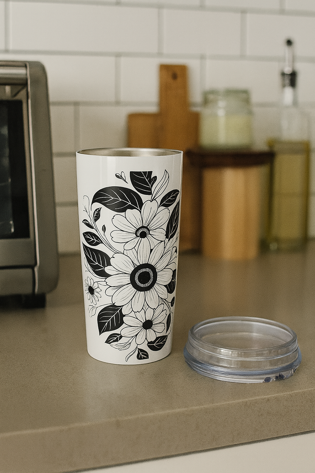 Floral Tumbler, Gift for Her, Travel Tubler, Unique Coffee Cup, Birthday Present, Gift for Coffee Lover, Gift for Husband
