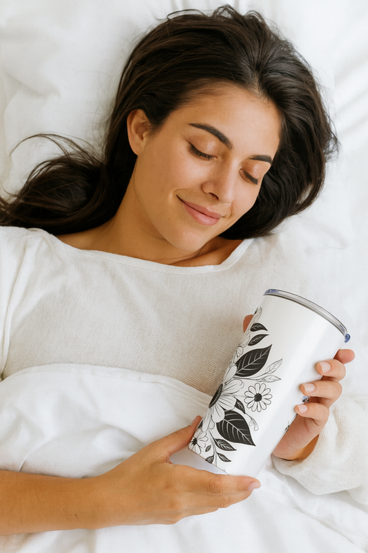 Floral Tumbler, Gift for Her, Travel Tubler, Unique Coffee Cup, Birthday Present, Gift for Coffee Lover, Gift for Husband