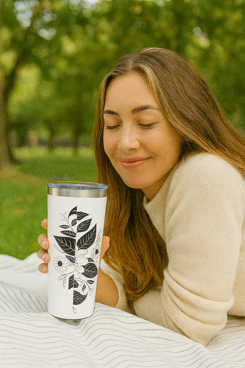 Floral Tumbler, Gift for Her, Travel Tubler, Unique Coffee Cup, Birthday Present, Gift for Coffee Lover, Gift for Husband