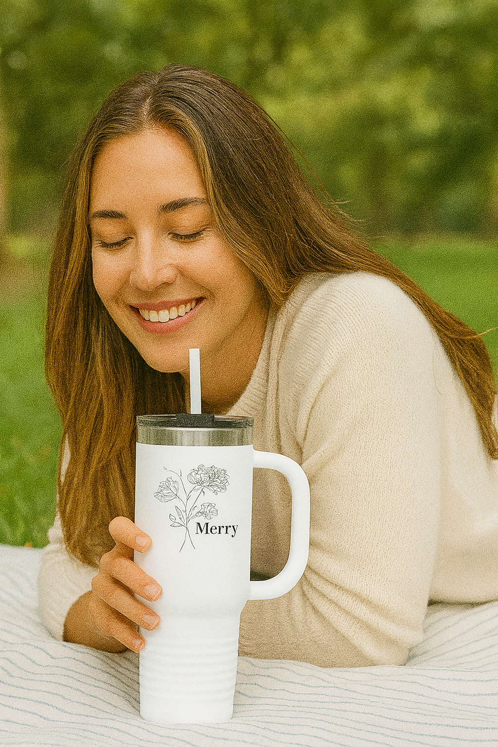 Personalized Floral Insulated Travel Mug, Coffee Tumbler, Eco-friendly Travel Mug, Holiday Gift, Tumbler for On-the-Go,  Christmas Gifts
