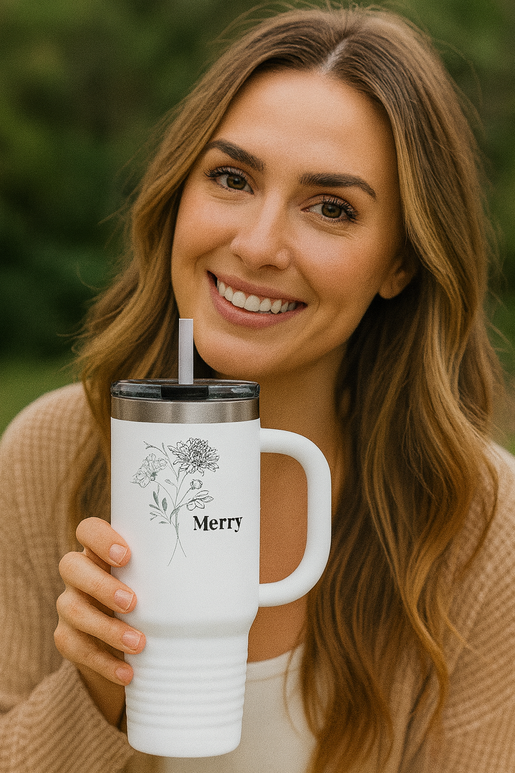 Personalized Floral Insulated Travel Mug, Coffee Tumbler, Eco-friendly Travel Mug, Holiday Gift, Tumbler for On-the-Go,  Christmas Gifts