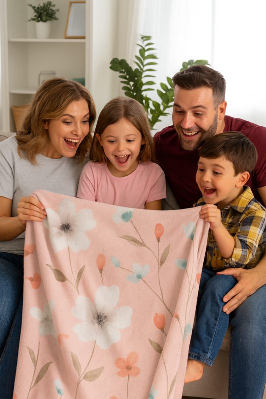 Cozy Floral Blanket, Soft Throw for Home, Gift for Her, Couch Decor, Nursery Blanket, Wedding Gift, Fleece Sherpa Blanket, Warm Winter