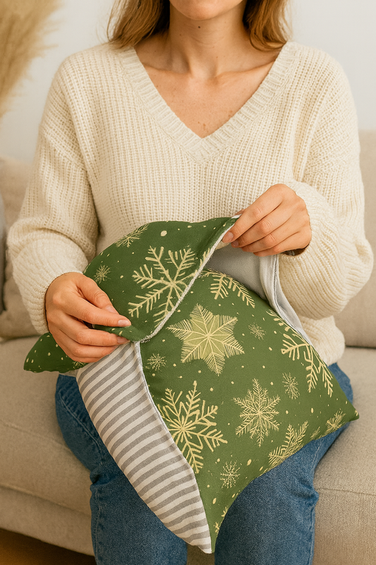 Festive Snowflake Pillowcase, Christmas Decor, Christmas Pillowcase, Cozy Home Accent, Winter Pillow Cover, Seasonal Decoration