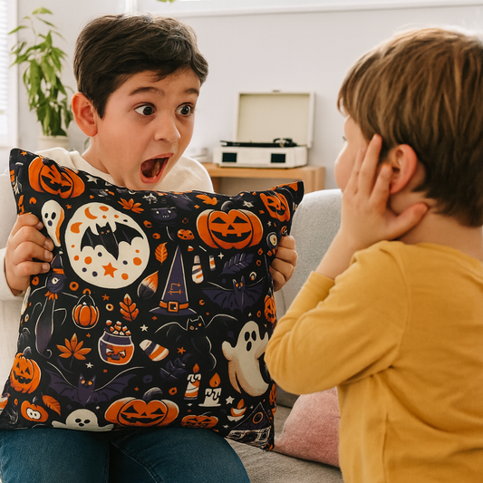 Spooky Halloween Pillowcase, Cozy Decor for Fall, Trick or Treat, Ghost And Pumpkin Cushion Cover, Autumn Vibes Throw Pillow