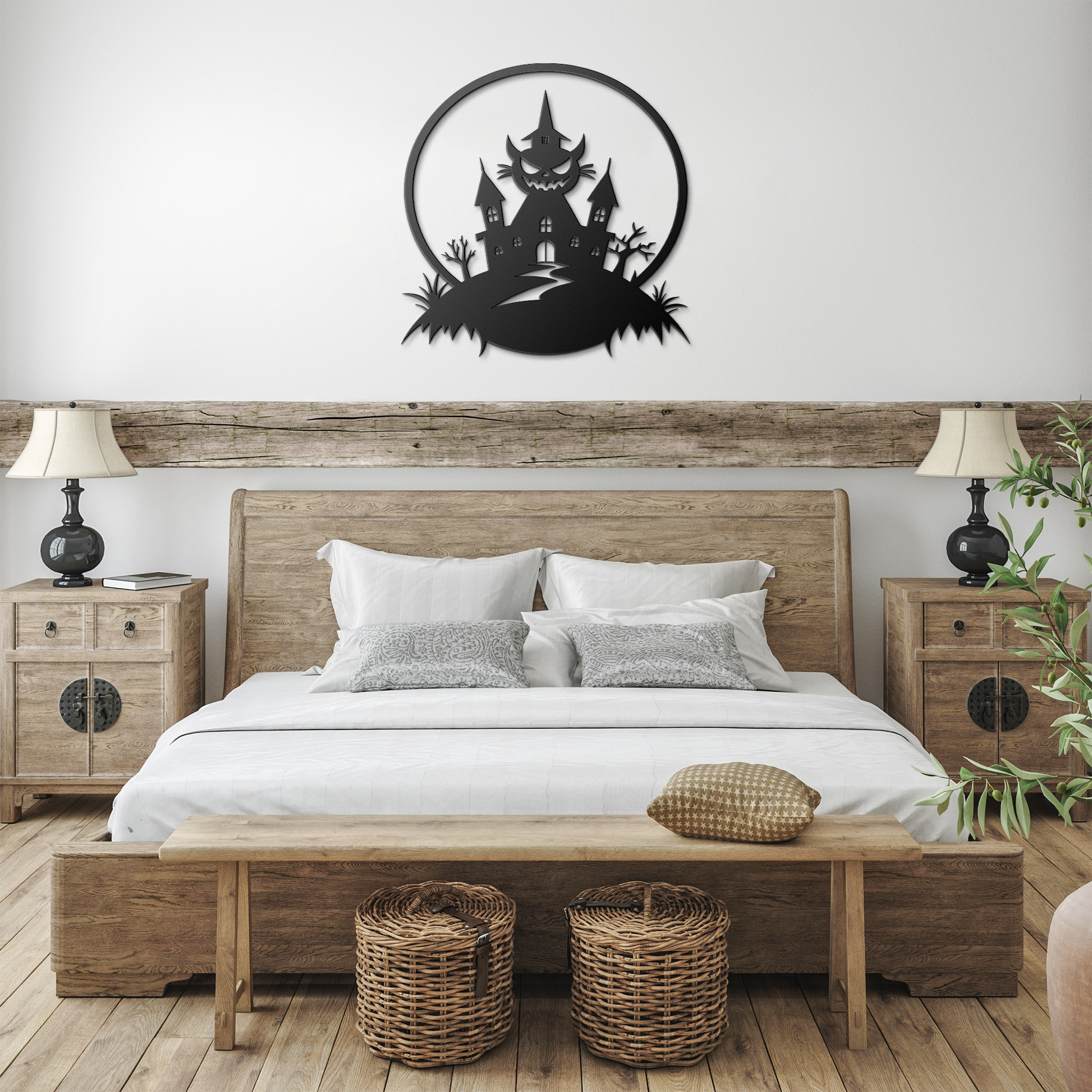 Halloween_House_Metal_Wall_art_Black_Farmhouse_Bedroom_Mockup.png