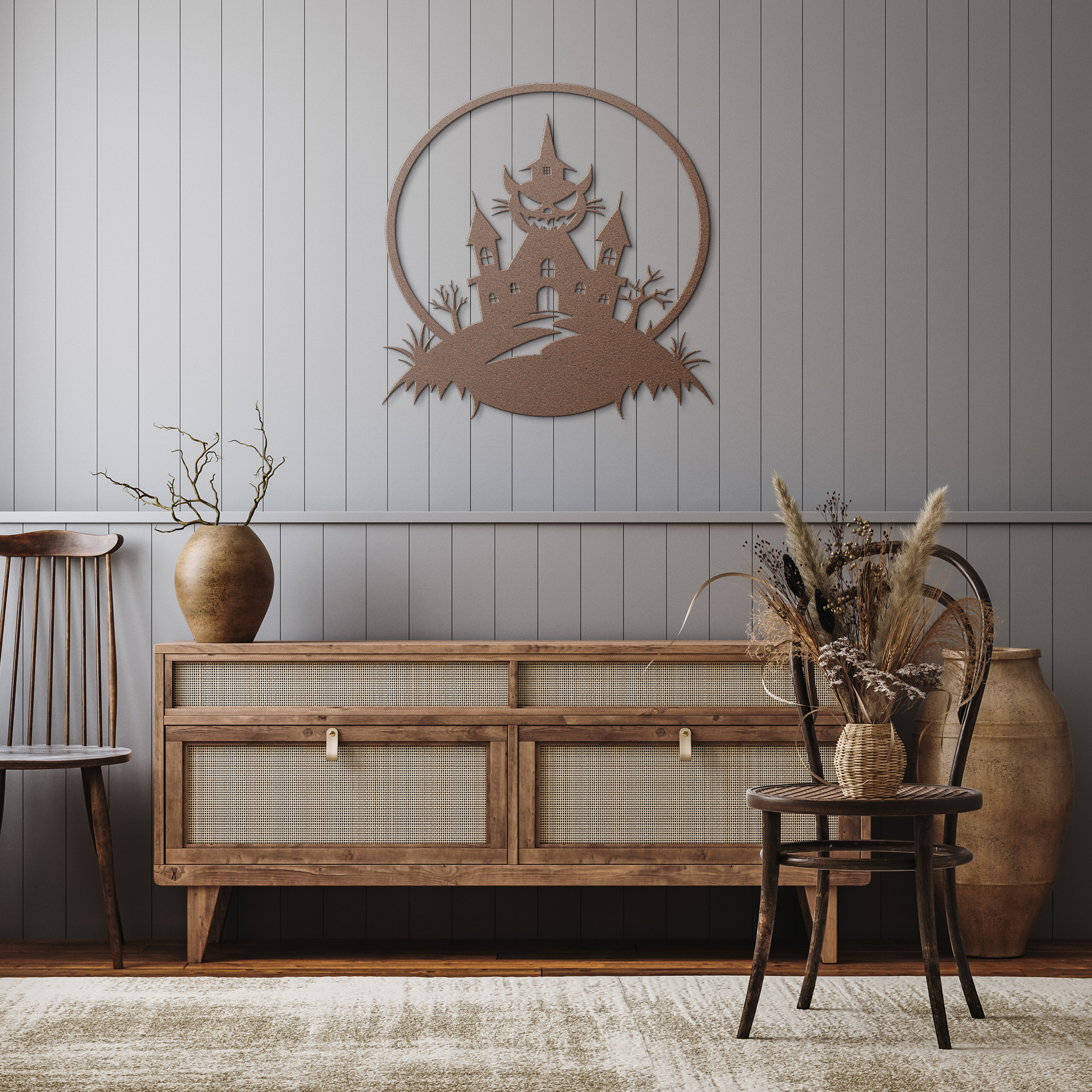 Halloween_House_Metal_Wall_art_Copper_Rustic_Hallway_Mockup.png