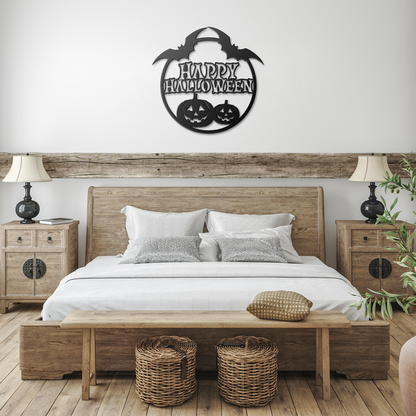 Happy_Halloween_Round_Metal_Wall_art_Black_Farmhouse_Bedroom_Mockup.png