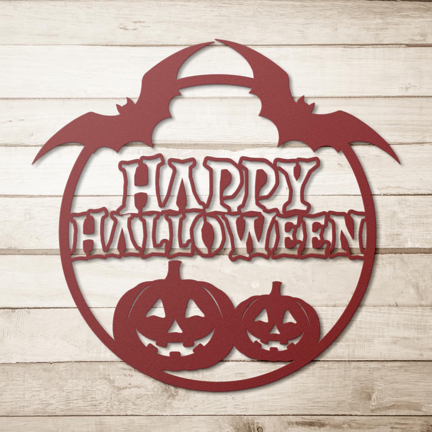 Happy_Halloween_Round_Metal_Wall_art_Red_Simple_Wood_BKGD_Mockup.png