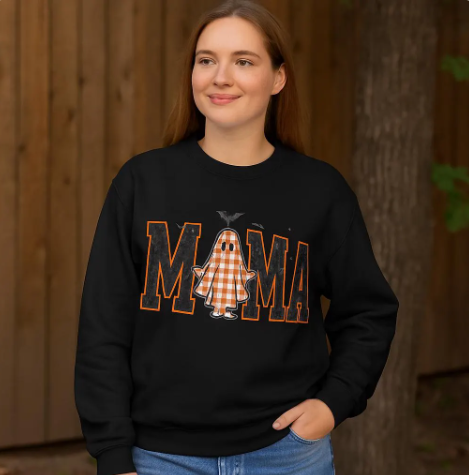 Spooky Ghost Sweatshirt, Gift For Mom, Halloween Crewneck, Cozy Fall Apparel, Perfect for Parties, Casual Gatherings, Everyday Wear