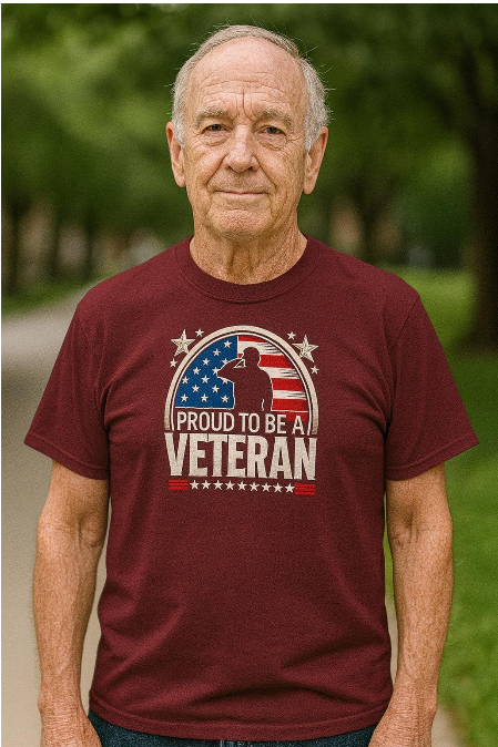 Proud Veteran Heavy Cotton Tee, Army Navy Military Shirt, Gift for Veterans, Memorial Day, Independence Day, Patriotic Apparel