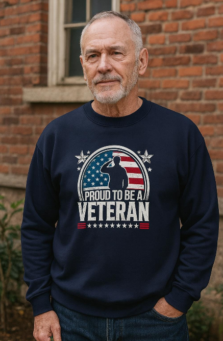 Proud Veteran Crewneck Sweatshirt, Veterans Day Gift, Military Tribute, USA Flag Apparel, Casual Comfort Wear, Gift for veteran Father