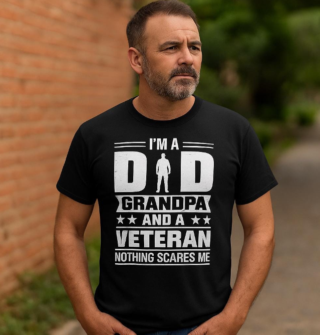 Funny Veteran Grandpa Cotton T-Shirt, Perfect Gift for Father's Day, Military Families, Memorial Day, Patriotic Shirt, Military Pride