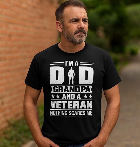 Funny Veteran Grandpa Cotton T-Shirt, Perfect Gift for Father's Day, Military Families, Memorial Day, Patriotic Shirt, Military Pride