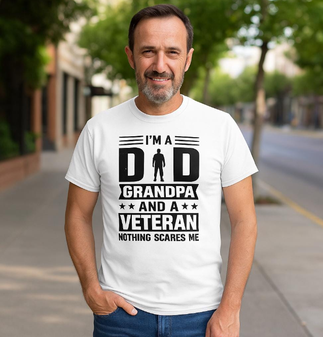 Funny Veteran Grandpa Cotton T-Shirt, Perfect Gift for Father's Day, Military Families, Memorial Day, Patriotic Shirt, Military Pride