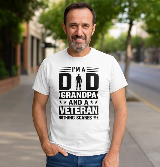 Funny Veteran Grandpa Cotton T-Shirt, Perfect Gift for Father's Day, Military Families, Memorial Day, Patriotic Shirt, Military Pride