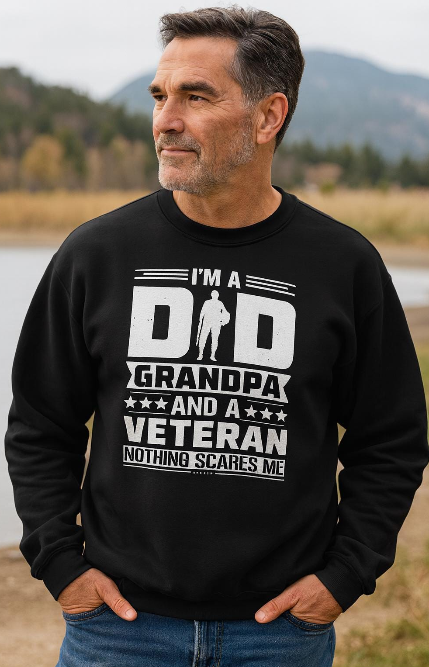 Veteran Grandpa  Cozy Casual Wear Sweatshirt, Father's Day Gift, Military Tribute, Proud Grandpa, Gift for Veteran's Grandpa, Military Pride