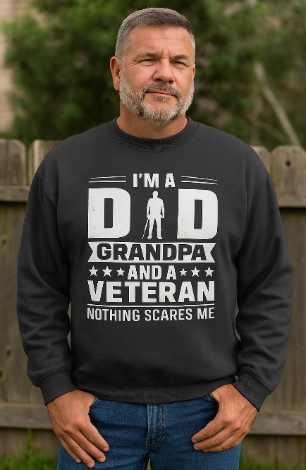 Veteran Grandpa  Cozy Casual Wear Sweatshirt, Father's Day Gift, Military Tribute, Proud Grandpa, Gift for Veteran's Grandpa, Military Pride