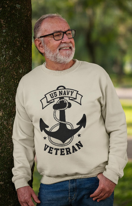 US Navy Veteran Crewneck Sweatshirt, Proud Navy Sweatshirt, Military Pride Apparel, Veteran Gift, Cozy Sweatshirt for Navy Heroes