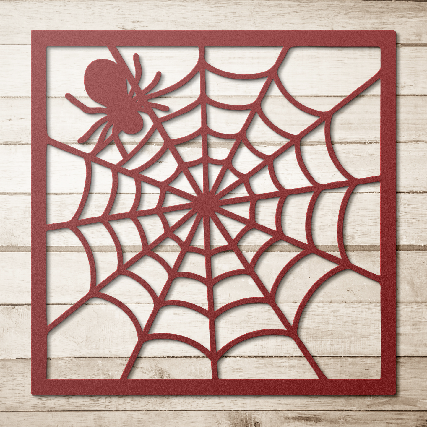 Spider_nest_Metal_Wall_Art_Red_Simple_Wood_BKGD_Mockup.png