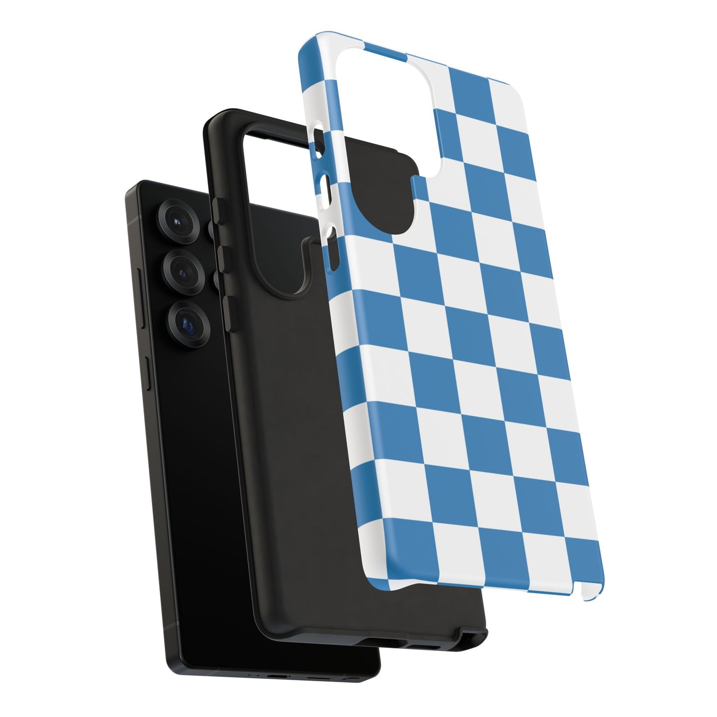 Blue Checkerboard Phone Case, Samsung Galaxy S25, S25 Plus, S24, S24 Plus, S24 Ultra, S23, S22, S22 Plus, S21 Ultra, S21 FE, S20+