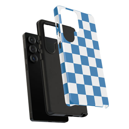 Blue Checkerboard Phone Case, Samsung Galaxy S25, S25 Plus, S24, S24 Plus, S24 Ultra, S23, S22, S22 Plus, S21 Ultra, S21 FE, S20+