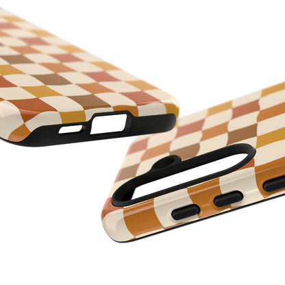 Boho Checked Phone Case, Checkerboard Design, Durable Protection, Phone Cover, Phone case For iPhone and Samsung, Trendy Phone Cover