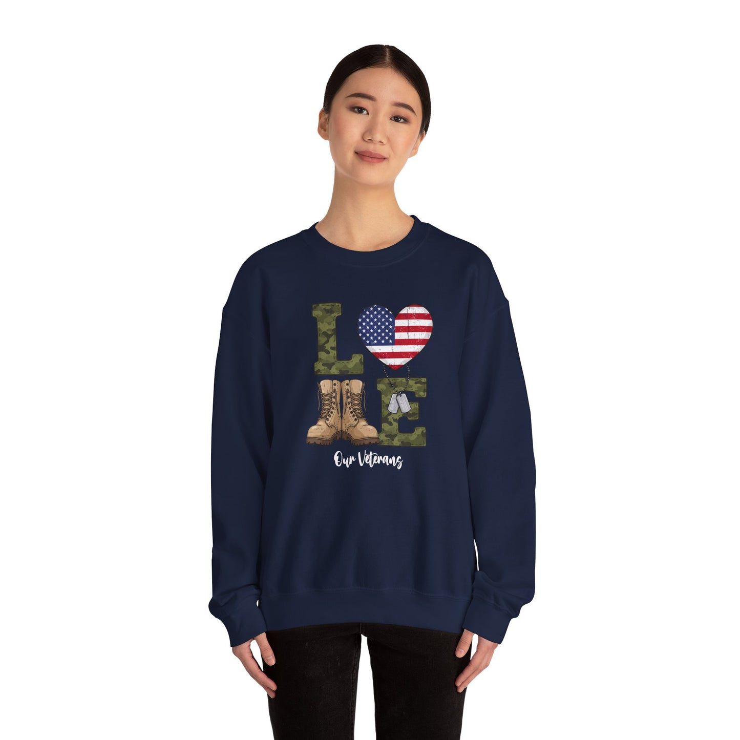 Love Our Veterans sweatshirt | Gift For Veteran | Veteran Sweatshirt | Gift For Dad | military boots American flag camouflage