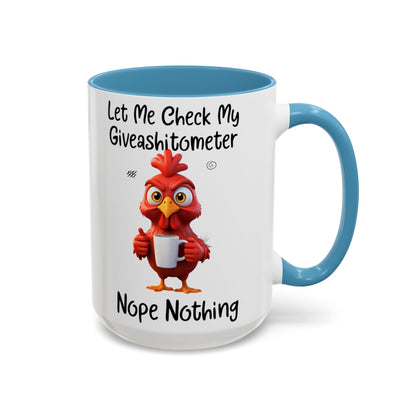 Funny Giveashitometer Mug | Sarcastic Coffee Mug with Rooster | Sassy Office Mug | Gift for Coworkers Friends