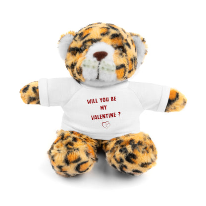 Will You Be My Valentine ? Teddy Bear, Plush Animal with T-Shirt, Cute Valentine's Day Gift, Stuffed Bear for Kids or Love