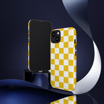 Yellow Checkered Phone Case - iPhone 17 Pro, 17, 16, 15, 14, 13, 12, 11, X, XR, XS MAX, Gift for Friends
