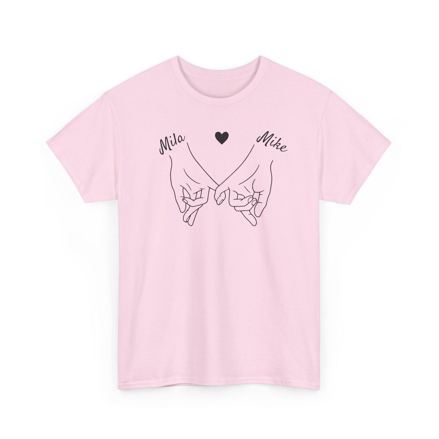 Pinkies Promise Hands T-Shirt, Personalized Names Shirt | Minimal Line Art Tee | Couple Shirt, Best Friend Shirt, Gift for Her, Gift for Him