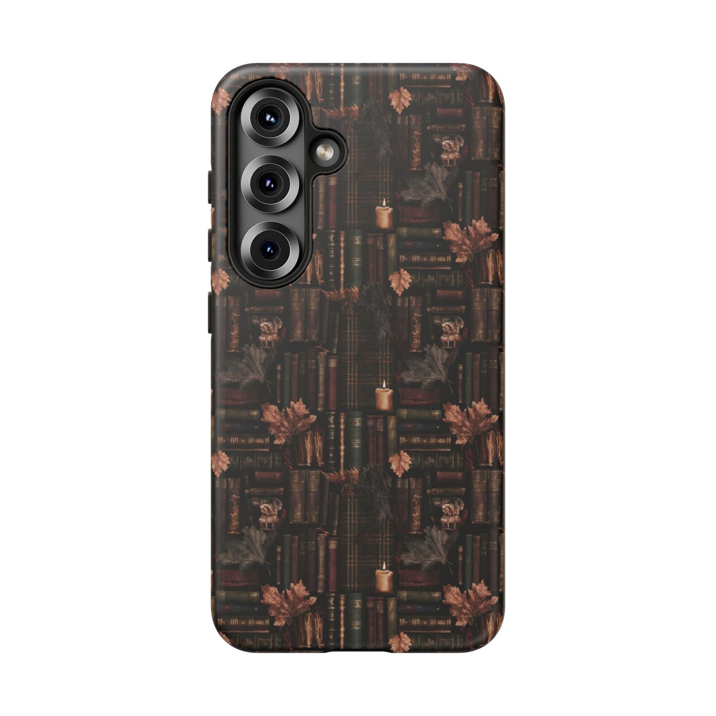 Gothic Phone Case Dark Academia Literary iPhone Samsung Cover with Books & Flowers, Phone case