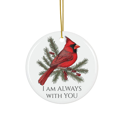 Cardinal Memorial Ornament, Double-Sided Ceramic Cardinal Keepsake, Red Cardinal Remembrance Ornament, Holiday Sympathy Gift