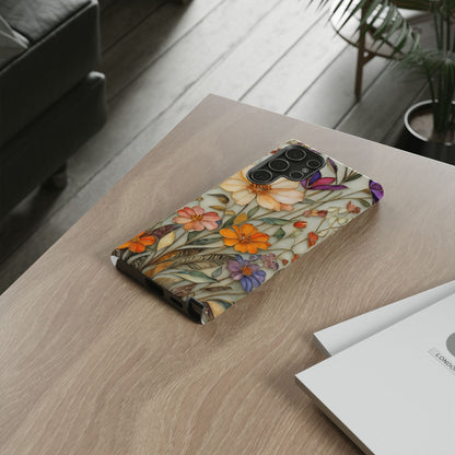 Phone case For iPhone & Samsung, Wildflower Mosaic MagSafe iPhone Case: Botanical Floral Design iPhone