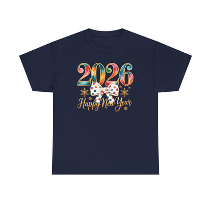 2026 Happy New Year Shirt, Colorful Bow New Year Tee, New Year Outfit, Cute NYE Party T-Shirt, 2026 Celebration Graphic Tee, New Year Gift