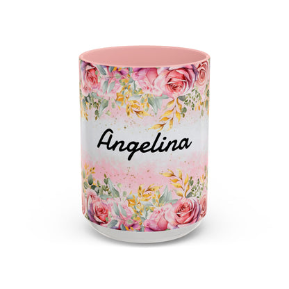 Personalized Floral Accent Coffee Mug, Custom Gift for Her, Birthday Mug, Floral Drinkware, Mother's Day Gift