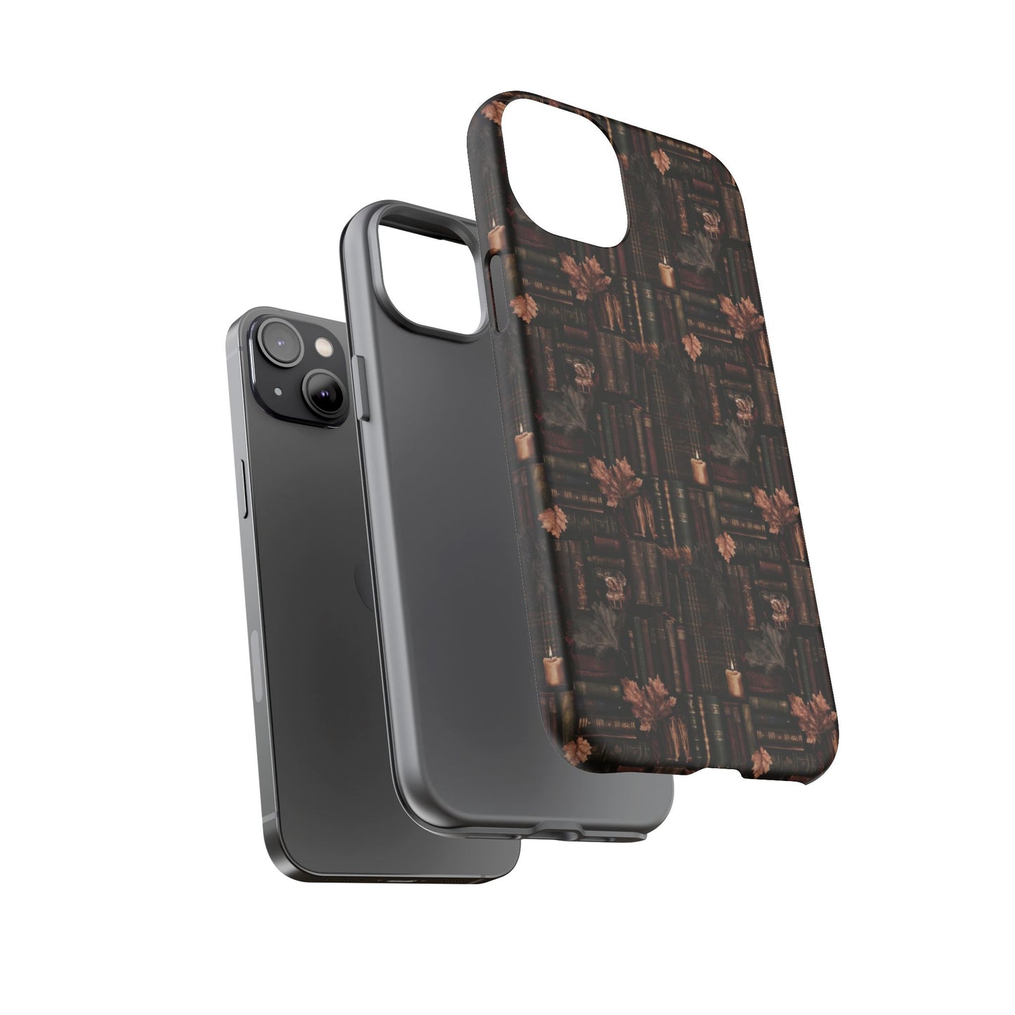 Gothic Phone Case Dark Academia Literary iPhone Samsung Cover with Books & Flowers, Phone case