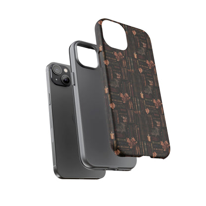 Gothic Phone Case Dark Academia Literary iPhone Samsung Cover with Books & Flowers, Phone case