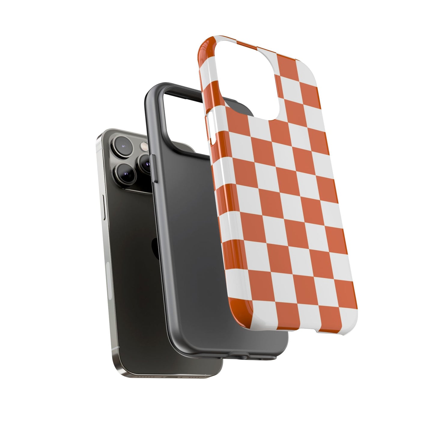 Checkered Phone Case, Checkered Phone Case - iPhone 17 16 15 14 13 12 11 Pro Max  - Trendy Black and Brown Checkerboard