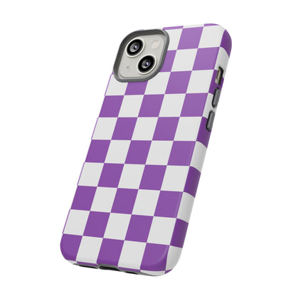 Purple Checkered Phone Case,  iPhone 17 Pro, 17, 16, 15, 14, 13, 12, 11, X, XR, XS MAX, Trendy Gift for Friends, Accessory for Occasions