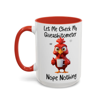 Funny Giveashitometer Mug | Sarcastic Coffee Mug with Rooster | Sassy Office Mug | Gift for Coworkers Friends