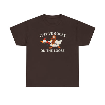 Festive Goose on the Loose Shirt, Funny Christmas Gingerbread Tee,  Holiday Comfort Colors T-Shirt, Cute Xmas Gift for Her and Him