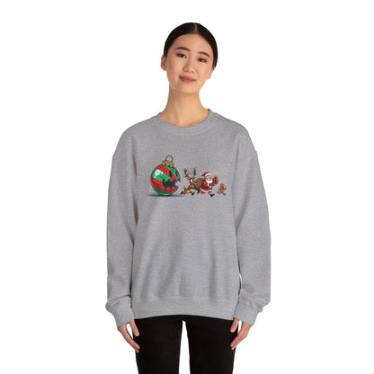 Funny Santa Running Christmas Sweatshirt | Cute Holiday Crewneck | Santa Reindeer Gingerbread Sweater | Christmas Gift