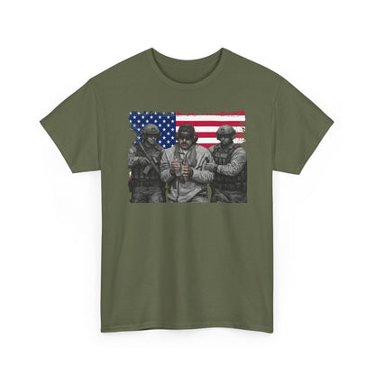 American Flag Soldiers T-Shirt | Patriotic Military Graphic Tee | Veteran Pride Shirt, USA Freedom Apparel Gift