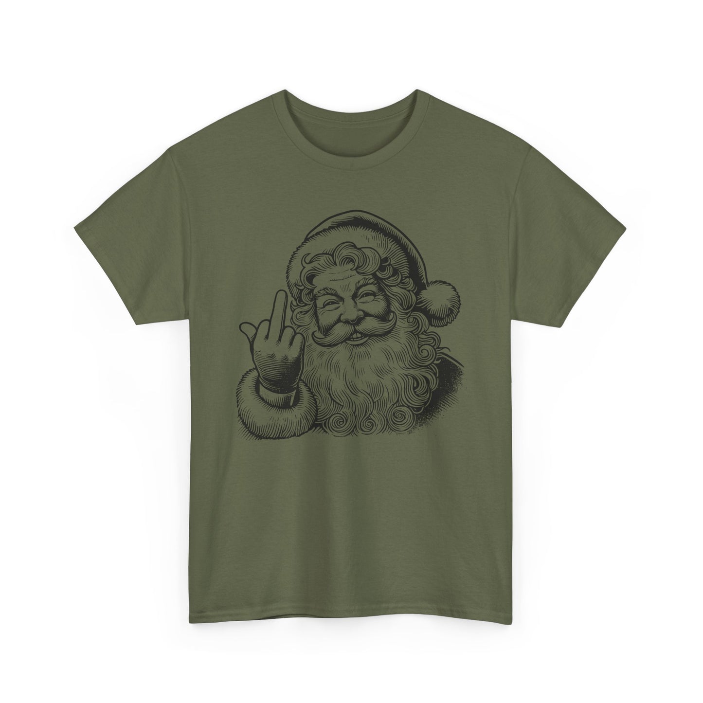 Funny Santa Heavy Cotton Tee, Christmas T-Shirt, Holiday Humor Top, Grumpy Santa Gift, Unisex Graphic Tee - Festive Santa Shirt, Christmas